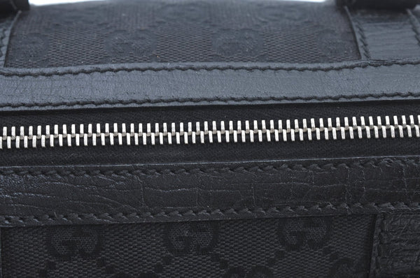 Authentic GUCCI Hand Bag Purse GG Canvas Leather Black L0387