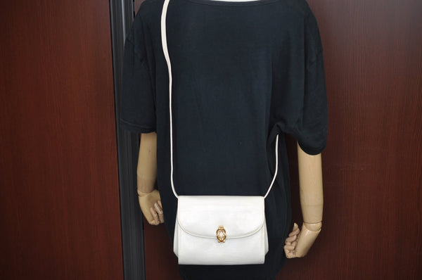 Authentic GUCCI Shoulder Cross Body Bag Purse Leather White L0388