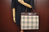 Authentic BURBERRY Vintage Nova Check Nylon Leather Hand Tote Bag Beige L0393