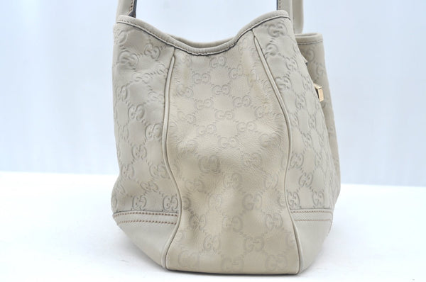 Auth GUCCI Guccissima Princy Ribbon Shoulder Tote Bag GG Leather White L0394