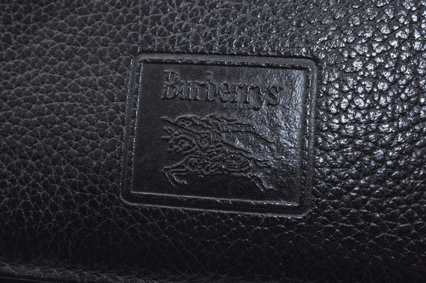 Authentic Burberrys Vintage Leather Shoulder Cross Body Bag Purse Black L0396