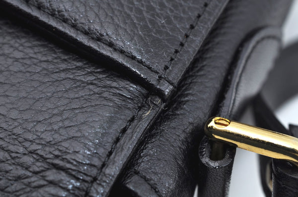 Authentic Burberrys Vintage Leather Shoulder Cross Body Bag Purse Black L0396
