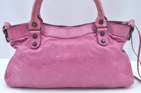 Authentic BALENCIAGA Giant The First 2Way Shoulder Hand Bag Leather Pink L0397