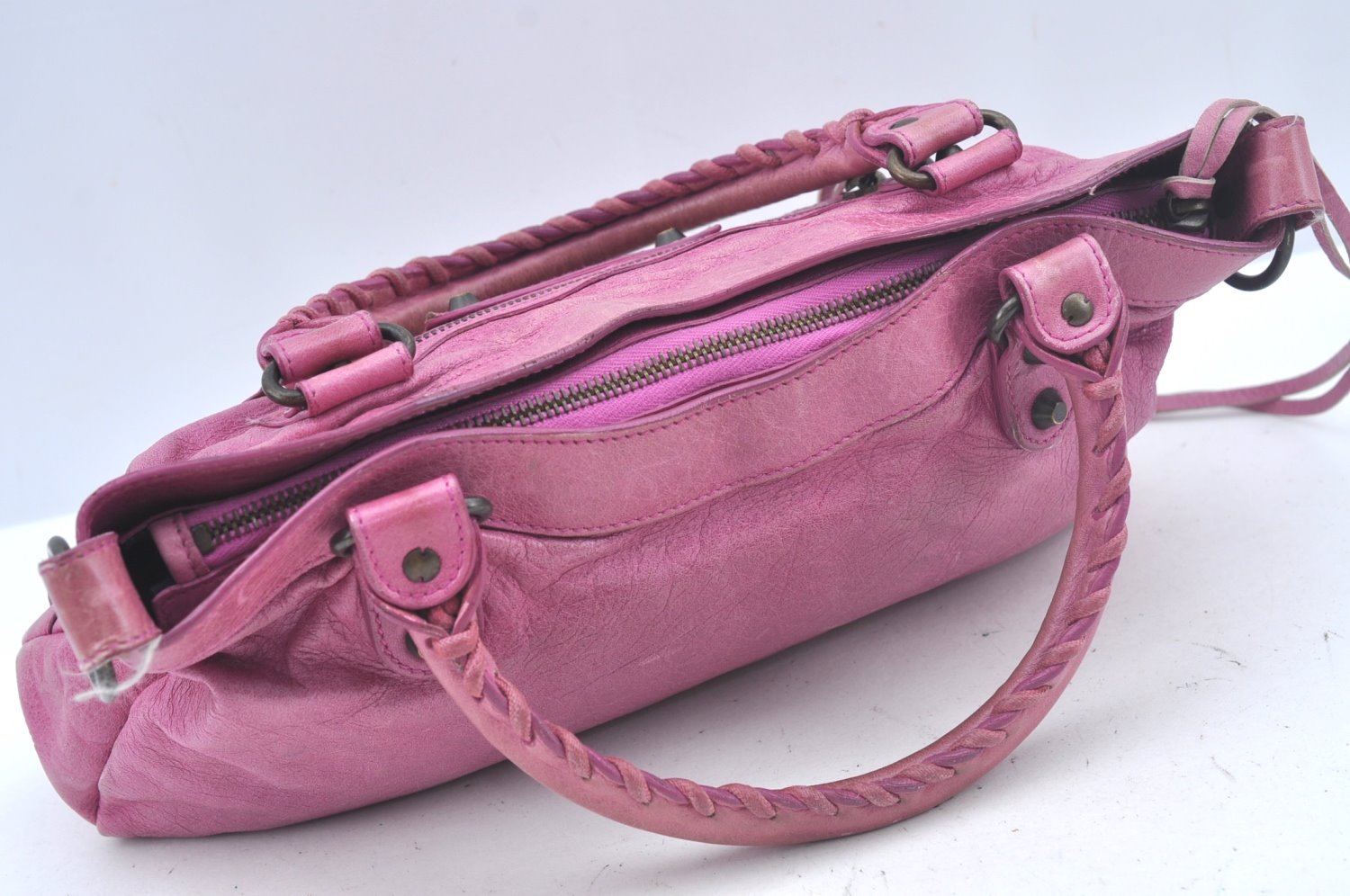 Authentic BALENCIAGA Giant The First 2Way Shoulder Hand Bag Leather Pink L0397