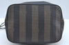 Authentic FENDI Pequin Shoulder Cross Body Bag Purse PVC Brown Black L0398