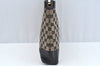 Authentic GUCCI Vintage Shoulder Tote Bag GG Canvas Leather Black L0399