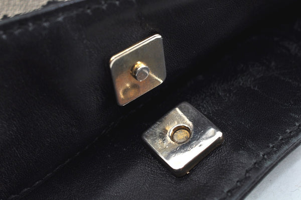 Authentic GUCCI Vintage Shoulder Tote Bag GG Canvas Leather Black L0399