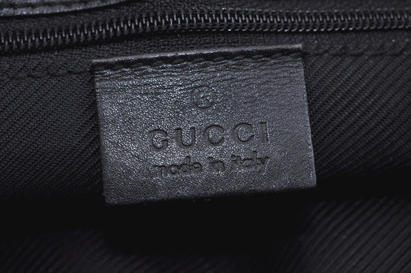 Authentic GUCCI Vintage Shoulder Tote Bag GG Canvas Leather Black L0399