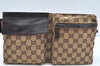 Authentic GUCCI GG Canvas Body Bag Leather 28566 Brown L0400