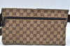 Authentic GUCCI GG Canvas Body Bag Leather 28566 Brown L0400