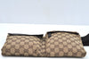 Authentic GUCCI GG Canvas Body Bag Leather 28566 Brown L0400