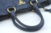 Authentic PRADA Leather 2Way Shoulder Cross Body Hand Bag Navy Blue L0401