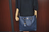 Authentic PRADA Leather 2Way Shoulder Cross Body Hand Bag Navy Blue L0401