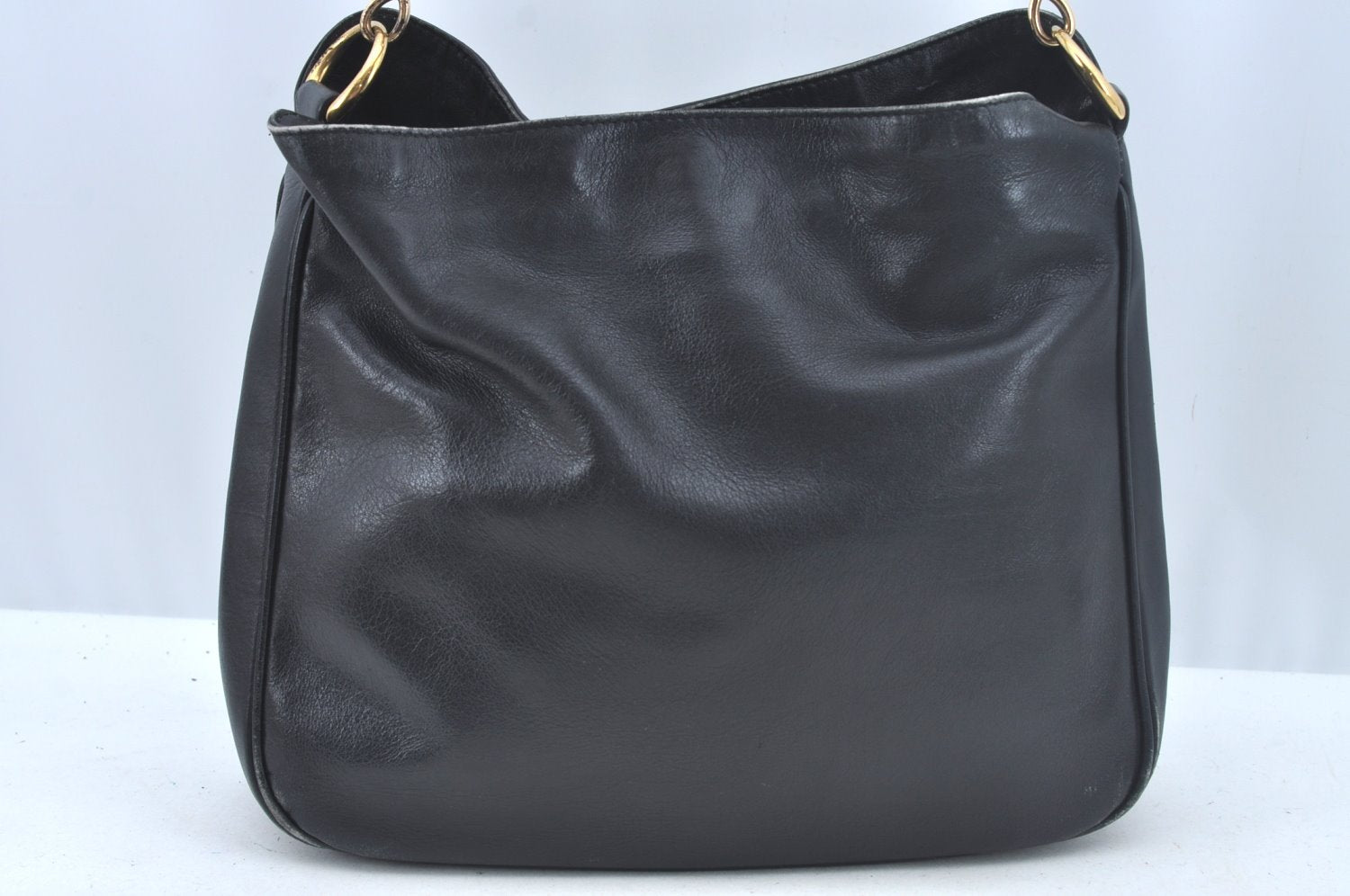 Authentic GUCCI Bamboo 2Way Shoulder Cross Body Bag Leather Black Junk L0402
