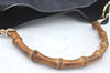 Authentic GUCCI Bamboo 2Way Shoulder Cross Body Bag Leather Black Junk L0402