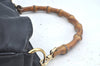 Authentic GUCCI Bamboo 2Way Shoulder Cross Body Bag Leather Black Junk L0402