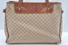 Authentic CELINE Macadam Blason Hand Tote Bag Canvas Leather Beige L0403