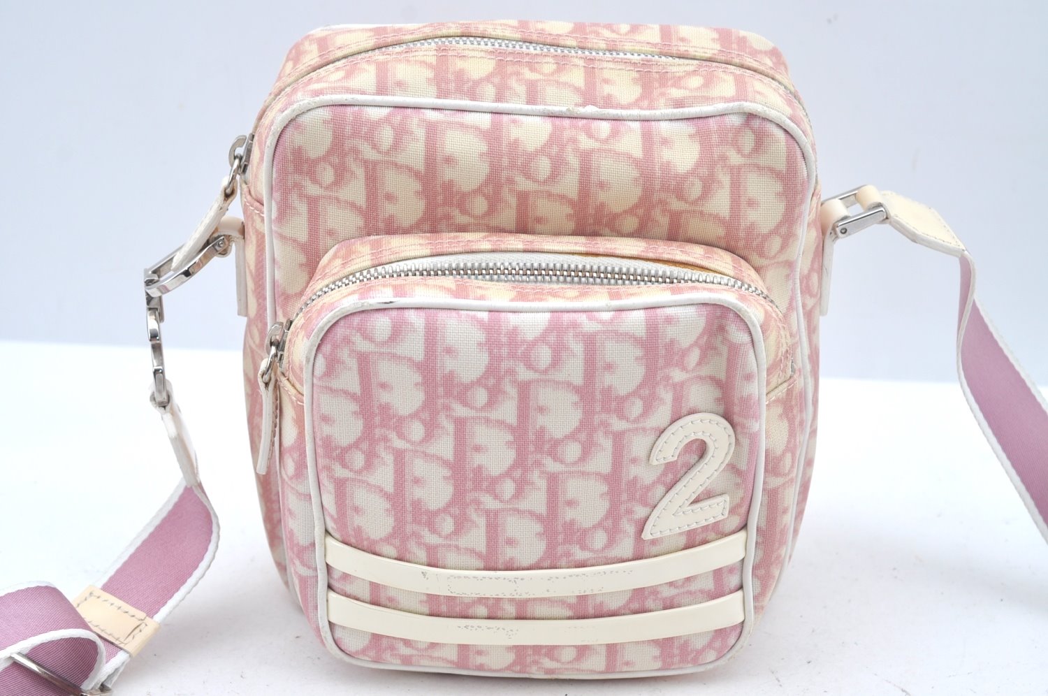 Authentic Christian Dior Trotter No.2 Shoulder Cross Body Bag PVC Pink L0404