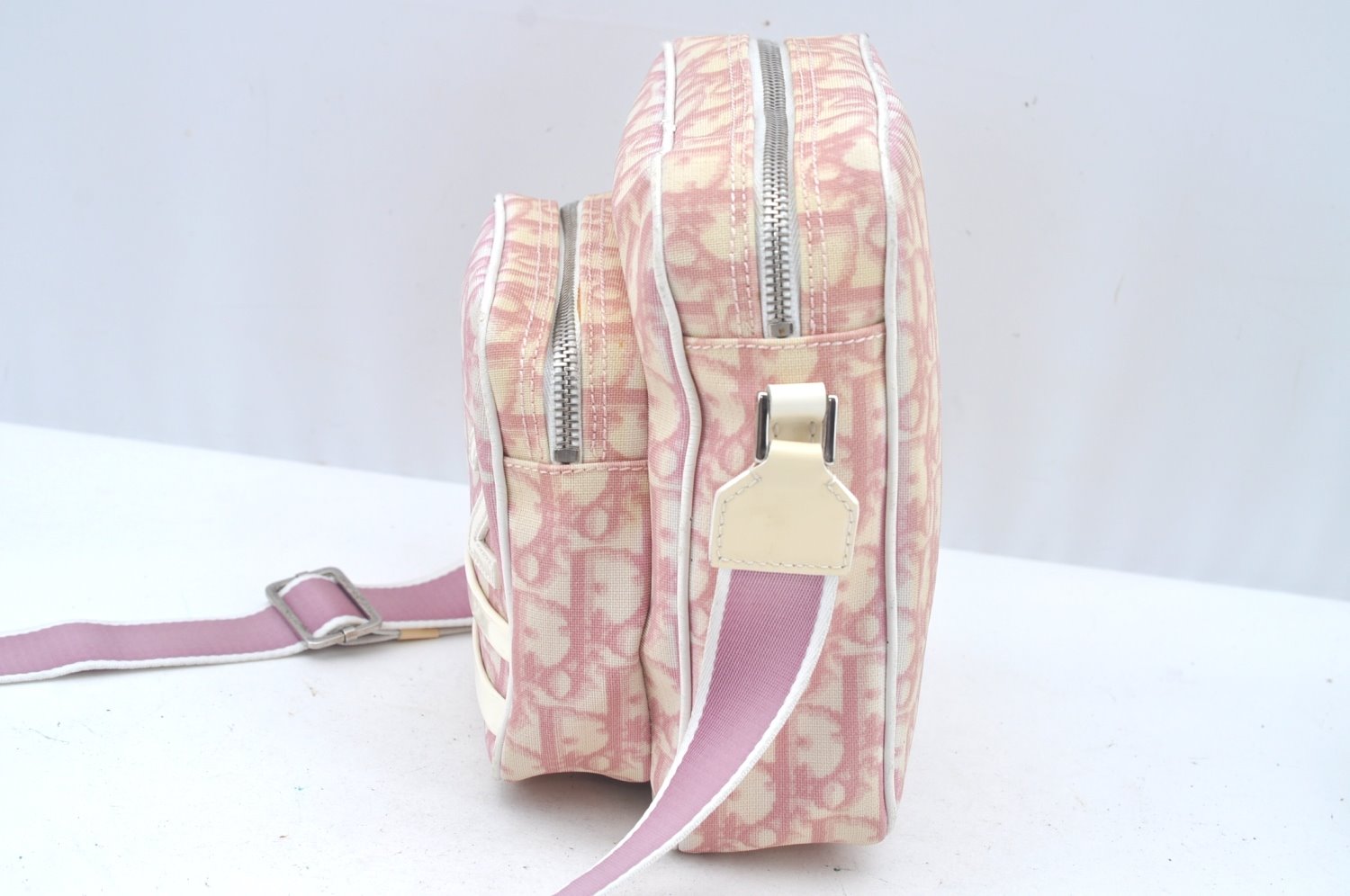 Authentic Christian Dior Trotter No.2 Shoulder Cross Body Bag PVC Pink L0404