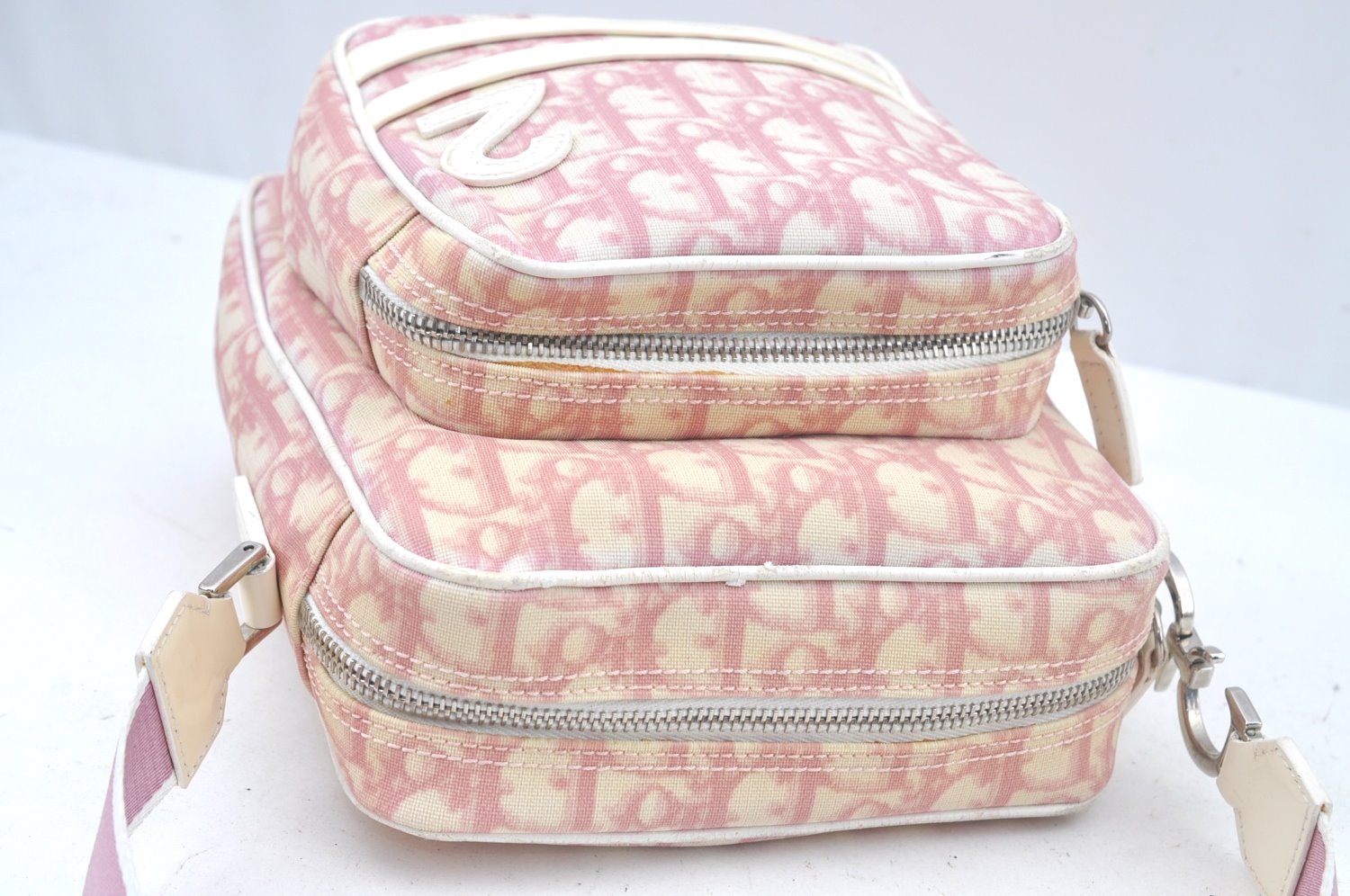 Authentic Christian Dior Trotter No.2 Shoulder Cross Body Bag PVC Pink L0404