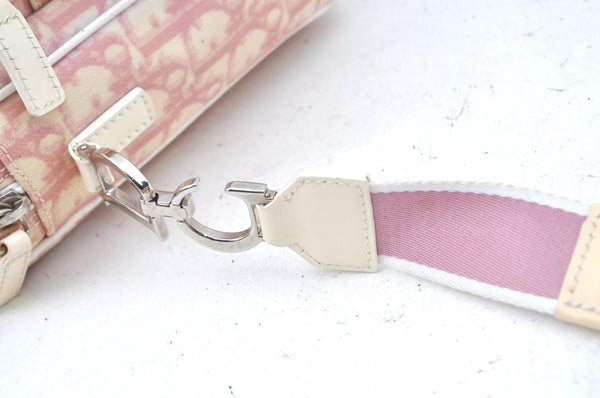Authentic Christian Dior Trotter No.2 Shoulder Cross Body Bag PVC Pink L0404