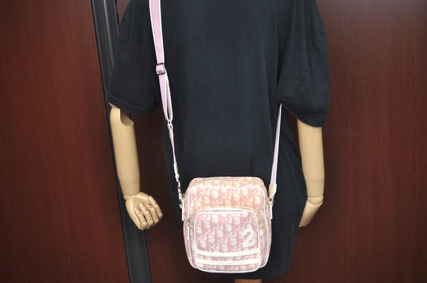 Authentic Christian Dior Trotter No.2 Shoulder Cross Body Bag PVC Pink L0404