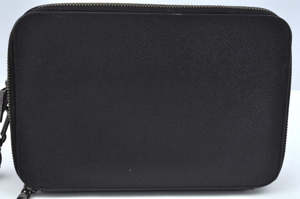 Authentic COACH Clutch Hand Bag Purse Leather Black L0406