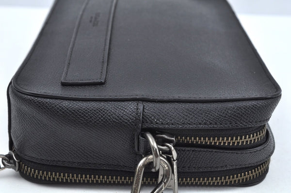 Authentic COACH Clutch Hand Bag Purse Leather Black L0406