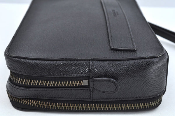 Authentic COACH Clutch Hand Bag Purse Leather Black L0406