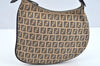 Authentic FENDI Zucchino Shoulder Hand Bag Purse Canvas Leather Brown L0407