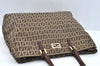 Authentic FENDI Zucchino Hand Bag Canvas Leather Beige L0408