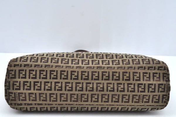 Authentic FENDI Zucchino Hand Bag Canvas Leather Beige L0408