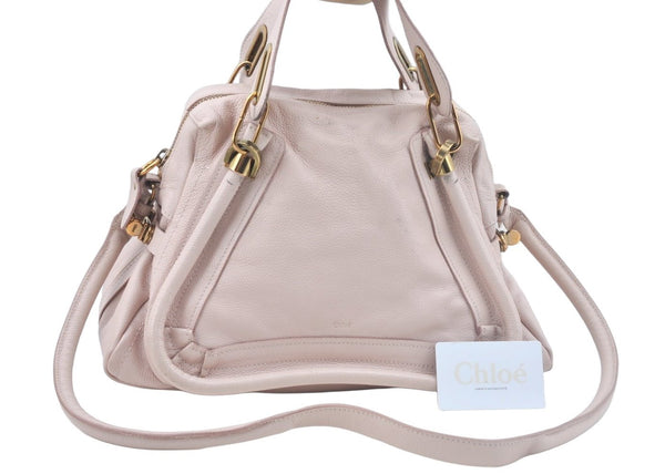 Authentic Chloe Paraty 2Way Shoulder Cross Body Hand Bag Leather Pink L0410