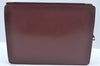 Authentic Cartier Must de Cartier Clutch Bag Leather Bordeaux Red L0411