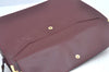 Authentic Cartier Must de Cartier Clutch Bag Leather Bordeaux Red L0411