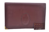 Authentic Cartier Must de Cartier Clutch Bag Purse Leather Bordeaux Red L0412