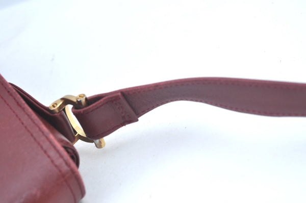 Authentic Cartier Must de Cartier Leather Shoulder Cross Bag Bordeaux Red L0413