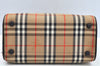 Authentic Burberrys Nova Check Canvas Leather Hand Boston Bag Brown Beige L0414