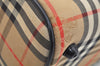 Authentic Burberrys Nova Check Canvas Leather Hand Boston Bag Brown Beige L0414