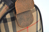 Authentic Burberrys Nova Check Canvas Leather Hand Boston Bag Brown Beige L0414