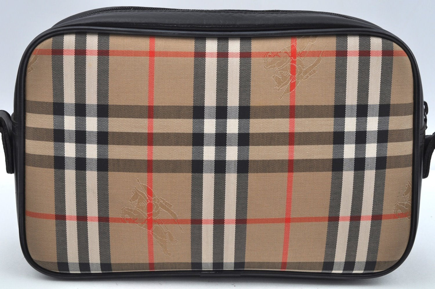 Authentic Burberrys Nova Check Shoulder Cross Body Bag Canvas Beige L0419