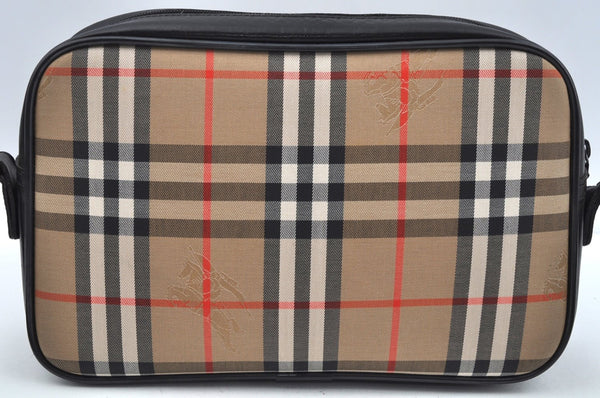 Authentic Burberrys Nova Check Shoulder Cross Body Bag Canvas Beige L0419