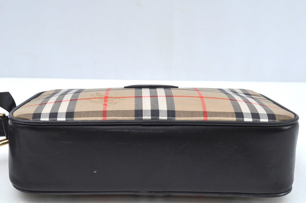 Authentic Burberrys Nova Check Shoulder Cross Body Bag Canvas Beige L0419
