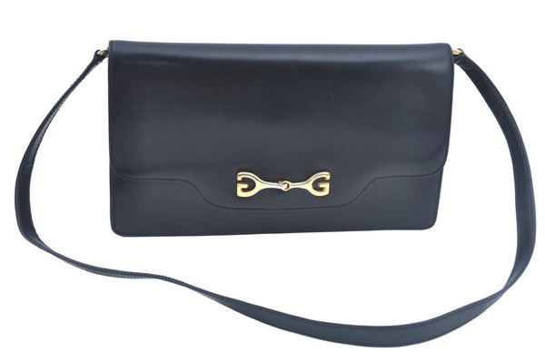 Authentic GUCCI Shoulder Cross Body Bag Purse Leather Black L0421