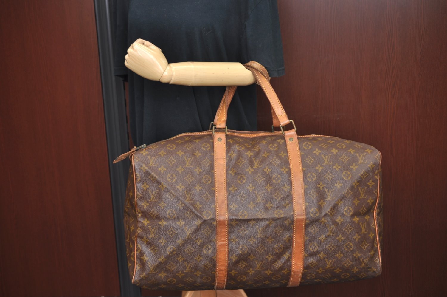 Authentic Louis Vuitton Monogram Sac Souple55 Hand Boston Bag Old Model LV L0422