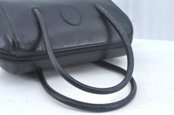 Authentic Cartier Must de Cartier Hand Bag Purse Leather Black L0425