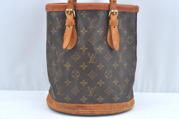 Authentic Louis Vuitton Monogram Bucket PM Shoulder Tote Bag M42238 Junk L0427