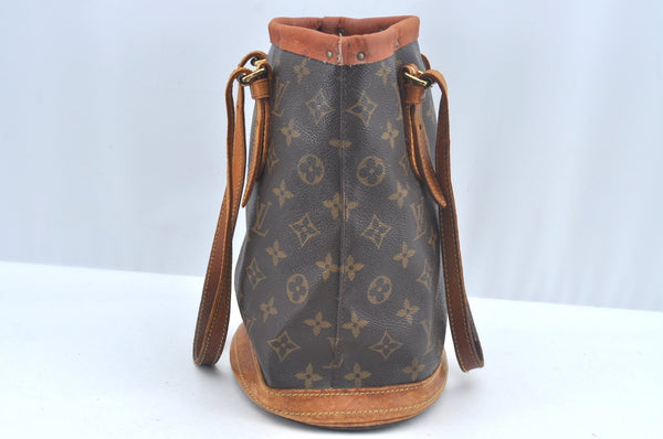Authentic Louis Vuitton Monogram Bucket PM Shoulder Tote Bag M42238 Junk L0427