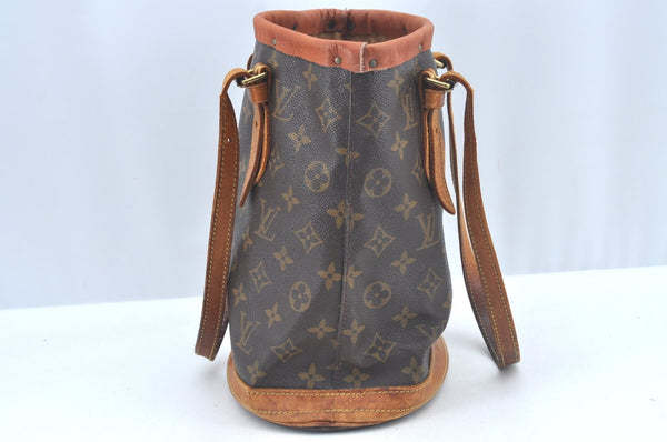 Authentic Louis Vuitton Monogram Bucket PM Shoulder Tote Bag M42238 Junk L0427