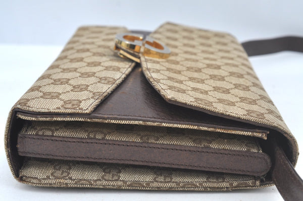 Authentic GUCCI Shoulder Cross Body Bag GG Canvas Leather Brown L0429